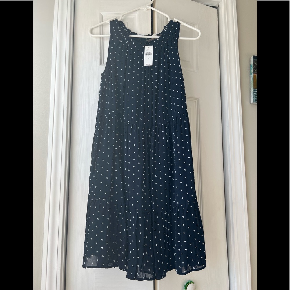 NWT Loft Navy Blue & White Dress Size XS